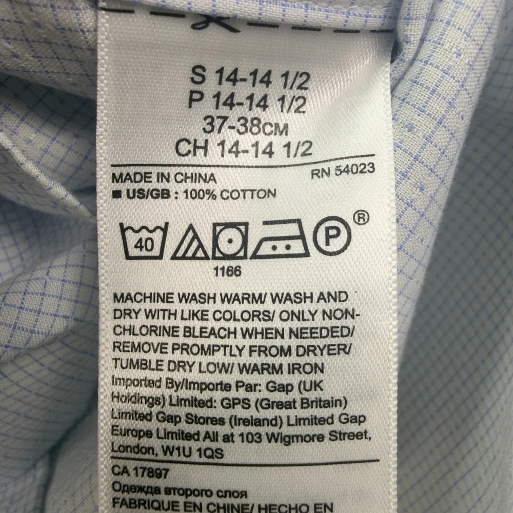 Banana Republic Standard Fit Small Blue Dobby Grid Dress Shirt